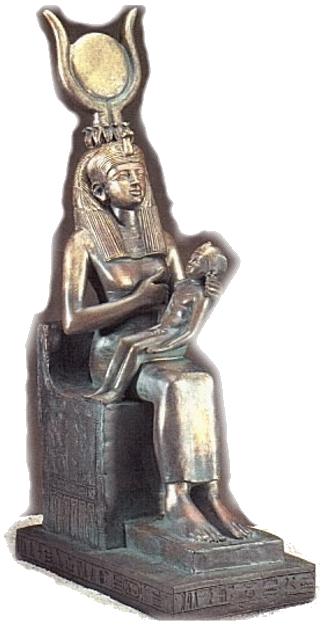 Isis stillt Horus, Sohn auch des Osiris.
